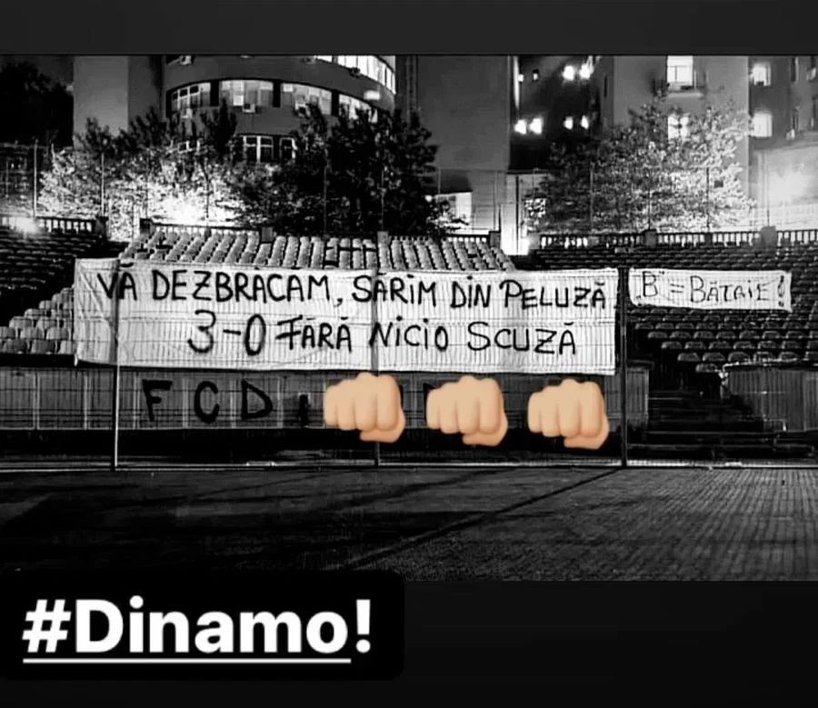 Dinamoviștii, amenințați din nou cu bătaia! Mesaj suburban afișat de ultrașii din Peluza Sud_1