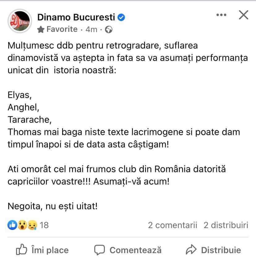 „Mulțumesc, DDB, pentru retrogradare!” Pagina oficială a lui Dinamo a fost 'spartă' de hackeri! Ce au postat _2
