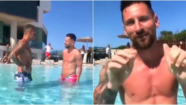 &bdquo;Leo, iartă-mă, poți face un video pentru copiii mei?&rdquo; L-a văzut pe Messi în piscină și s-a dus direct la el! Cum a răspuns&nbsp;