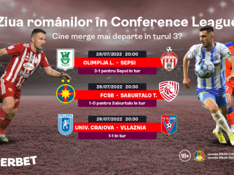 
	(P) Ziua românilor în Conference League. Cine se alătură lui CFR Cluj în turul 3?
