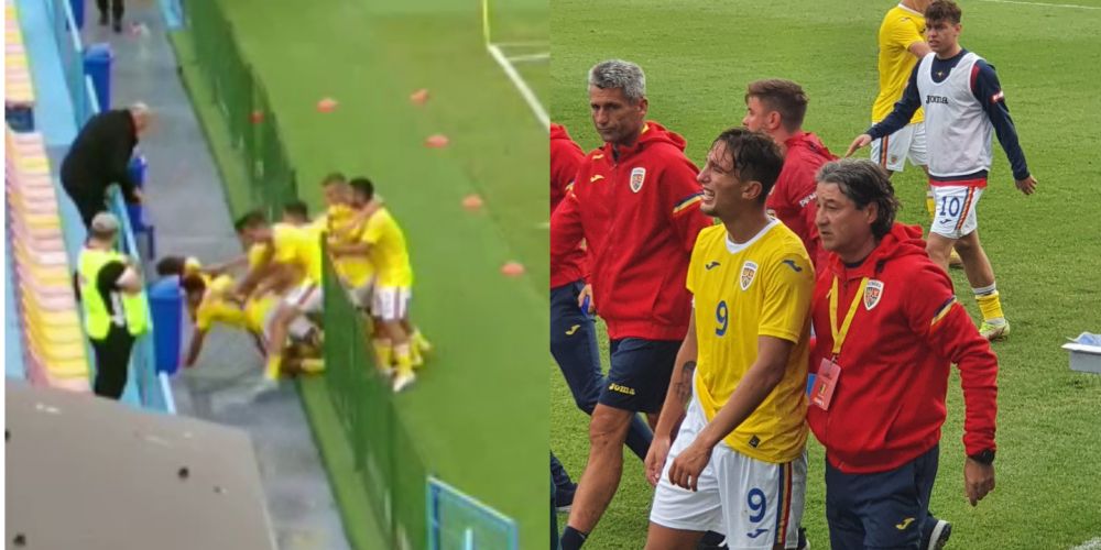S-a rupt gardul cu ei! Un jucător al României U19 s-a accidentat în timp ce sărbătorea golul și a fost dus la spital_1
