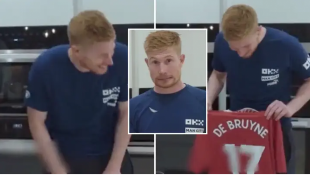
	Reacția genială a lui Kevin De Bruyne când a primit un tricou cu Manchester United, inscripționat cu numele său
