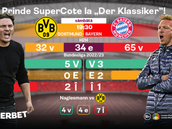 
	(P) Dortmund &ndash; Bayern: bavarezii au 8 victorii consecutive în &bdquo;Der Klassiker&rdquo;!
