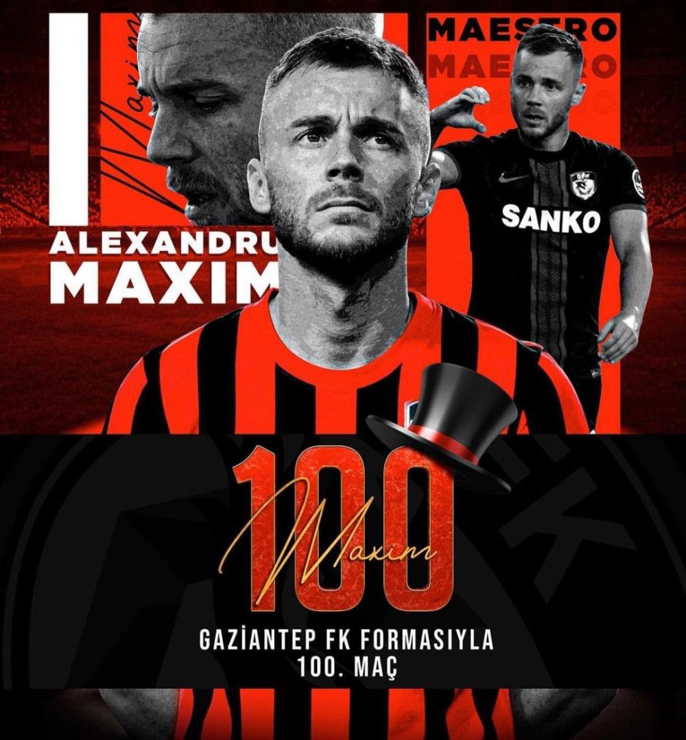 Alexandru Maxim a ajuns la 100 de meciuri pentru Gaziantep. Cum a fost marcat momentul înaintea partidei din Cupă_3