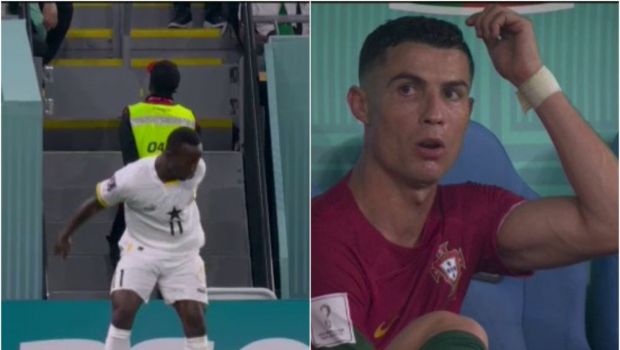
	Un fotbalist ghanez i-a &rdquo;furat&rdquo; celebrarea lui Ronaldo! Cum a reacționat portughezul de pe bancă
