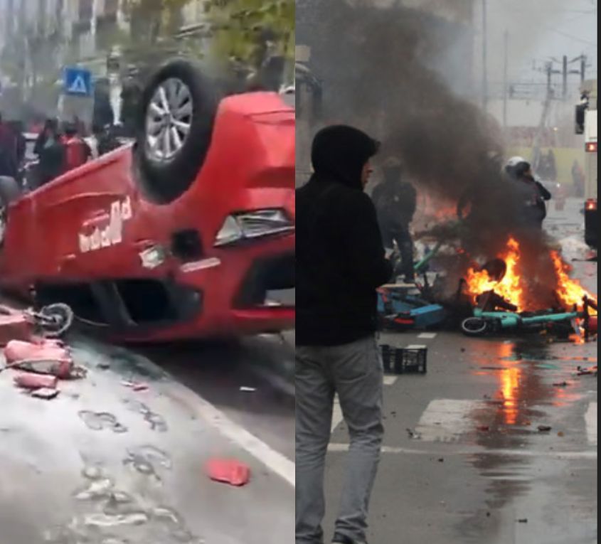 Prăpăd în Bruxelles! Fanii marocani au răsturnat scutere și au avariat mașini. A intervenit și primarul orașului_8