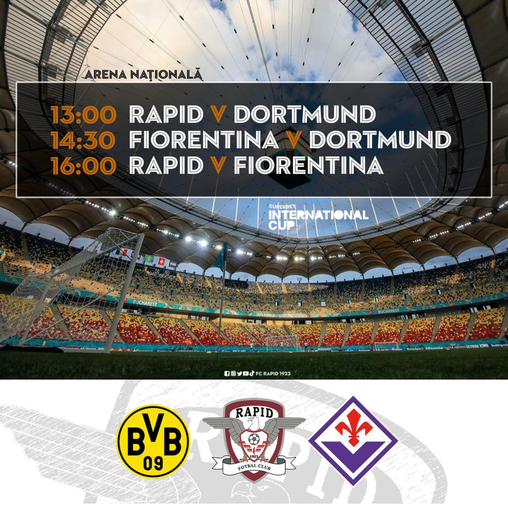 Spectacol total la Superbet International Cup, triunghiularul cu Rapid, Fiorentina și Borussia Dortmund. Meciurile au fost LIVE pe VOYO _1