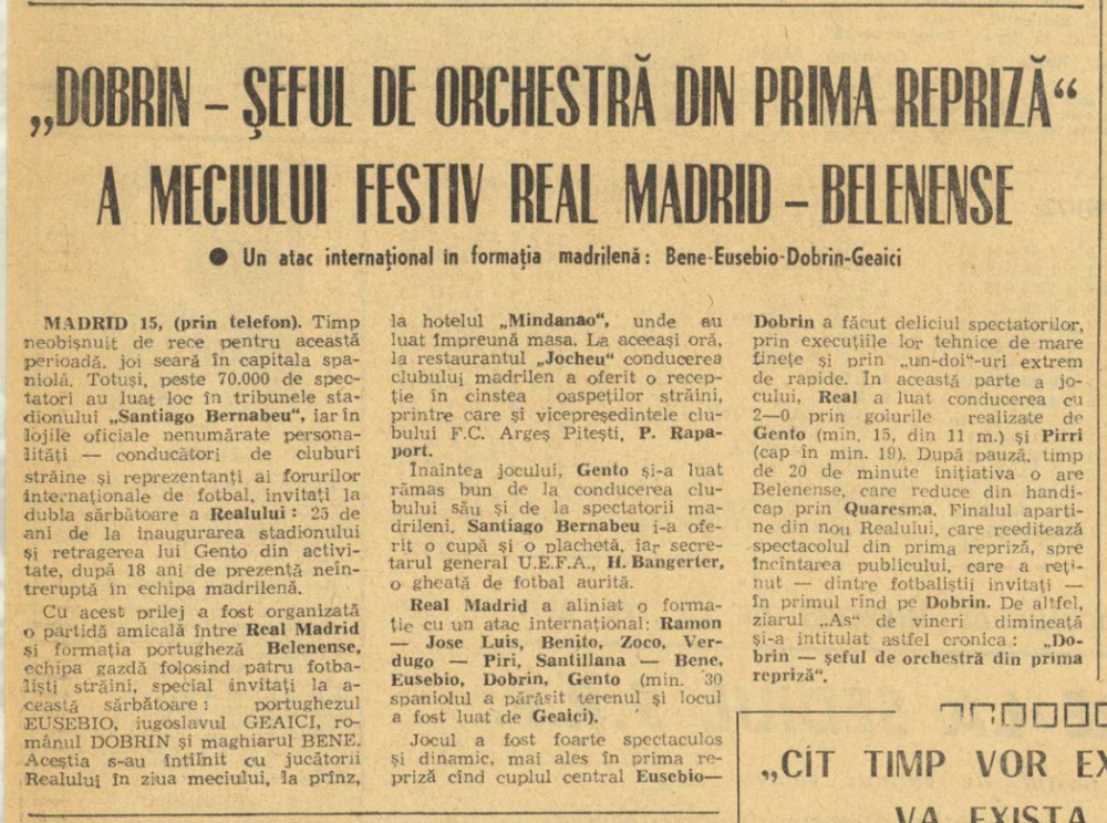 14 decembrie 1972, ziua în care marele Nicolae Dobrin a jucat singurul său meci pentru Real Madrid!_1