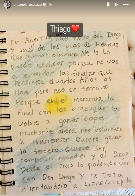 Scrisoarea emoționantă a fiului lui Leo Messi care a făcut înconjurul internetului! Ce a scris înainte de finală _6