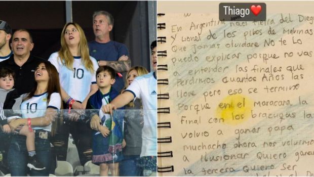 
	Scrisoarea emoționantă a fiului lui Leo Messi care a făcut înconjurul internetului! Ce a scris înainte de finală&nbsp;
