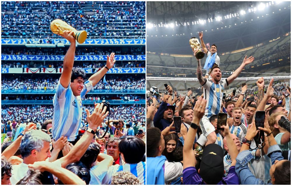 1986 vs. 2022! 'Dumnezeul' Argentinei, cărat pe brațe de Kun Aguero și alte zeci de fani după succesul la Campionatul Mondial_18