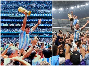
	1986 vs. 2022! &#39;Dumnezeul&#39; Argentinei, cărat pe brațe de Kun Aguero și alte zeci de fani după succesul la Campionatul Mondial
