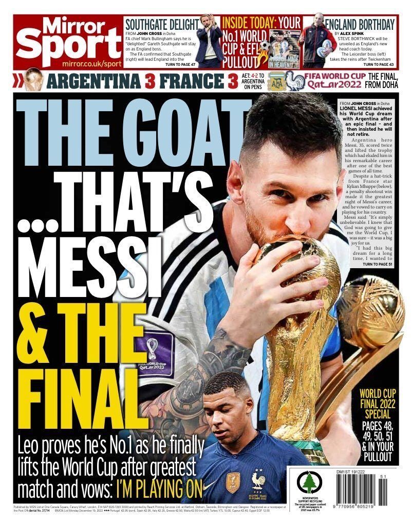 Leo Messi, pe prima pagină a ziarelor lumii: "D10S există / Trofeul e în mâinile lui Dumnezeu / A terminat fotbalul"_6