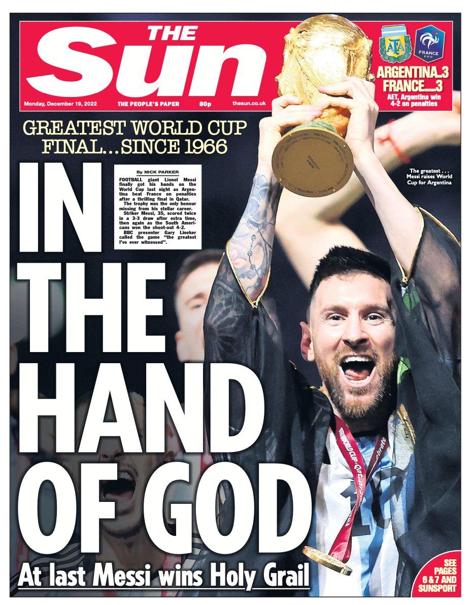 Leo Messi, pe prima pagină a ziarelor lumii: "D10S există / Trofeul e în mâinile lui Dumnezeu / A terminat fotbalul"_11