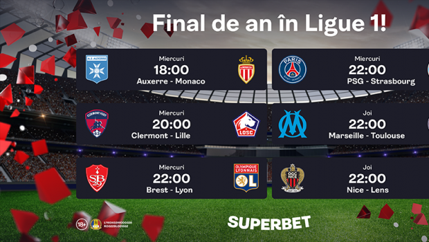 
	(P) SuperFotbal în Ligue 1: alege-ți favoriții la ultima etapă din 2022!
