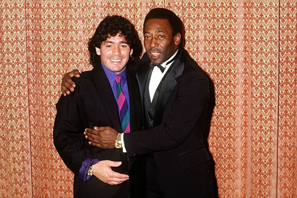 Imagini memorabile cu Pele și Maradona! Cele două legende au făcut spectacol în cadrul unei emisiuni, în direct la TV_3