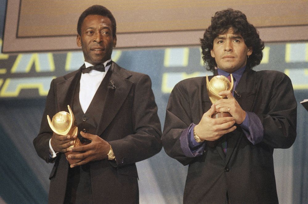 Imagini memorabile cu Pele și Maradona! Cele două legende au făcut spectacol în cadrul unei emisiuni, în direct la TV_4