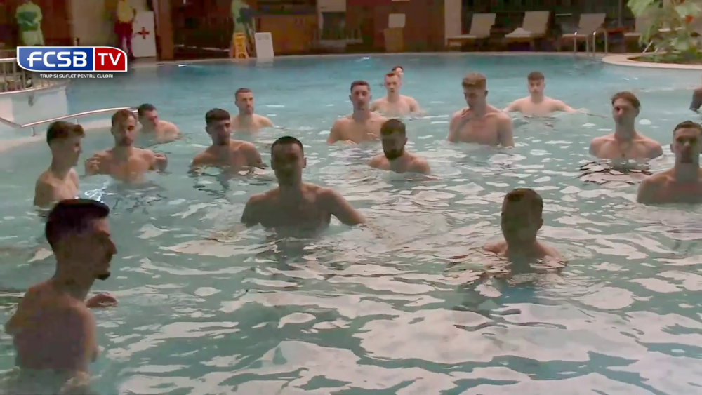 Să tot mergi în Antalya! FCSB, antrenament direct în piscină: jucătorii au făcut cel mai lung 'trenuleț' în apă_14