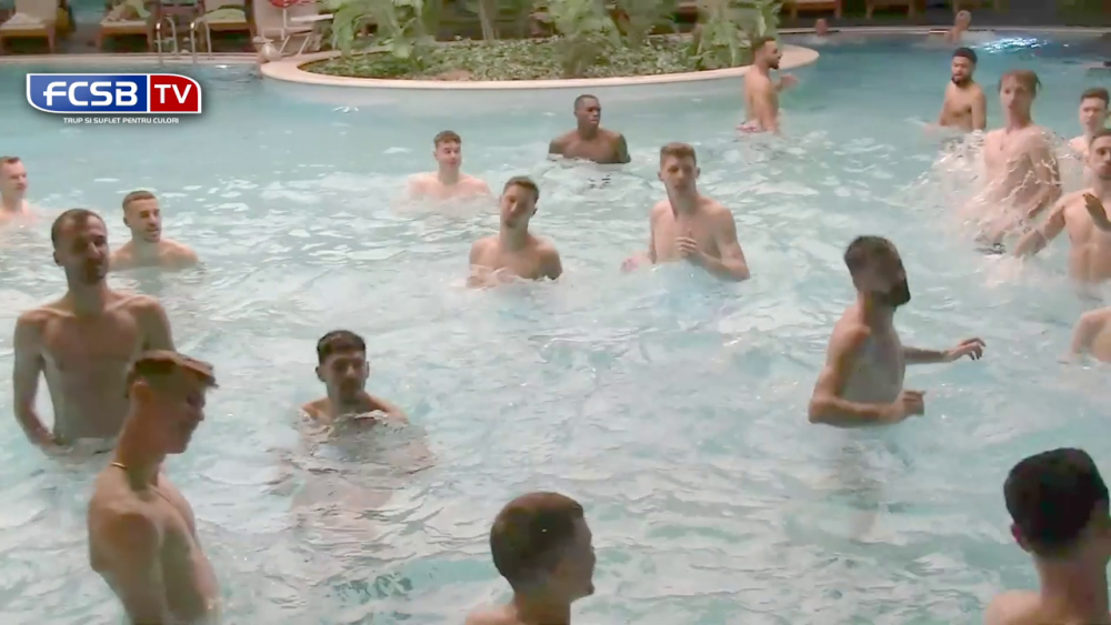 Să tot mergi în Antalya! FCSB, antrenament direct în piscină: jucătorii au făcut cel mai lung 'trenuleț' în apă_26