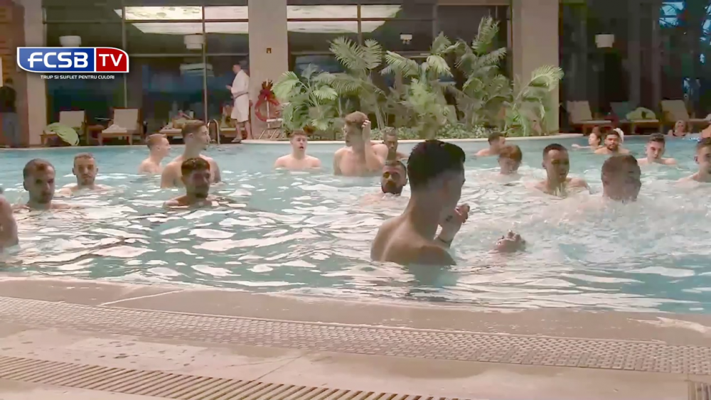 Să tot mergi în Antalya! FCSB, antrenament direct în piscină: jucătorii au făcut cel mai lung 'trenuleț' în apă_34