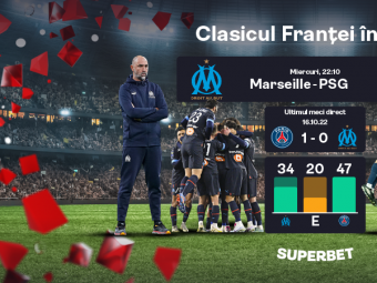 
	(P)&nbsp;Marseille &ndash; PSG: &bdquo;Clasicul&rdquo; Franţei pentru un loc în sferturile Cupei! Cum arată SuperCotele
