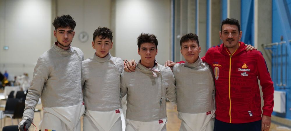Aur european pentru echipa masculină de sabie (juniori). România a cucerit opt medalii la competiția continentală Romania sabie masculin scrima