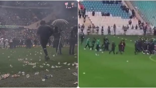 
	Scene șocante în Turcia: jucătorii s-au încăierat înainte de meci! Portarul a fost rănit de obiectele aruncate din tribune în timpul partidei&nbsp;
