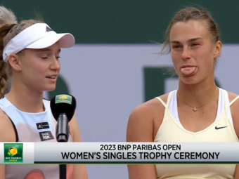 
	WTA Indian Wells |&nbsp;Frustrare sau glumă?! Sabalenka a scos limba în timp ce Rybakina ținea discursul de campioană
