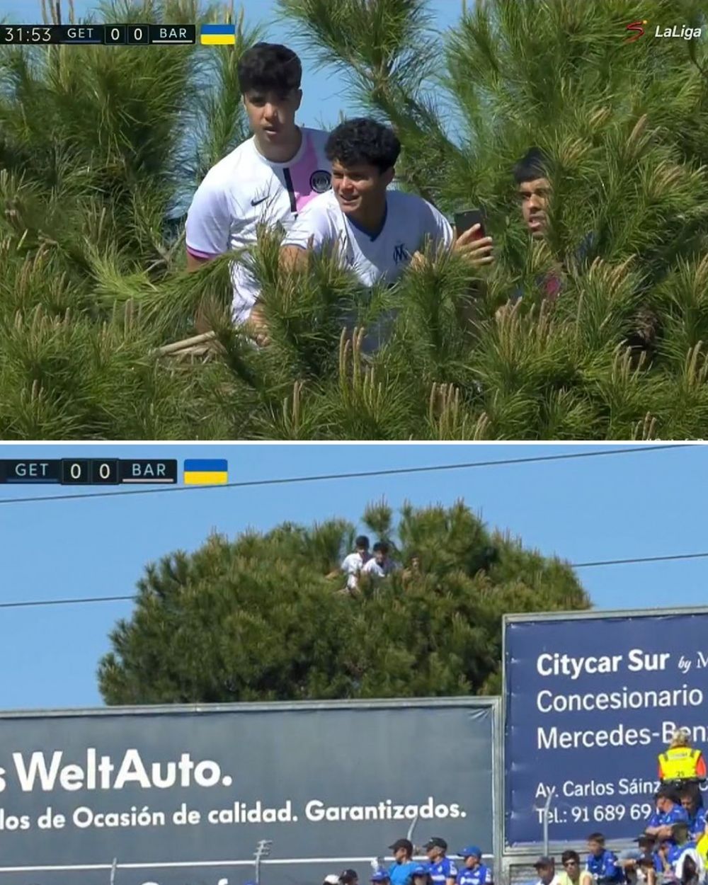 Imaginile momentului din Spania: fanii s-au suit în copaci pentru a-și vedea favoriții. Barcelona, al doilea egal consecutiv fără gol marcat. _4
