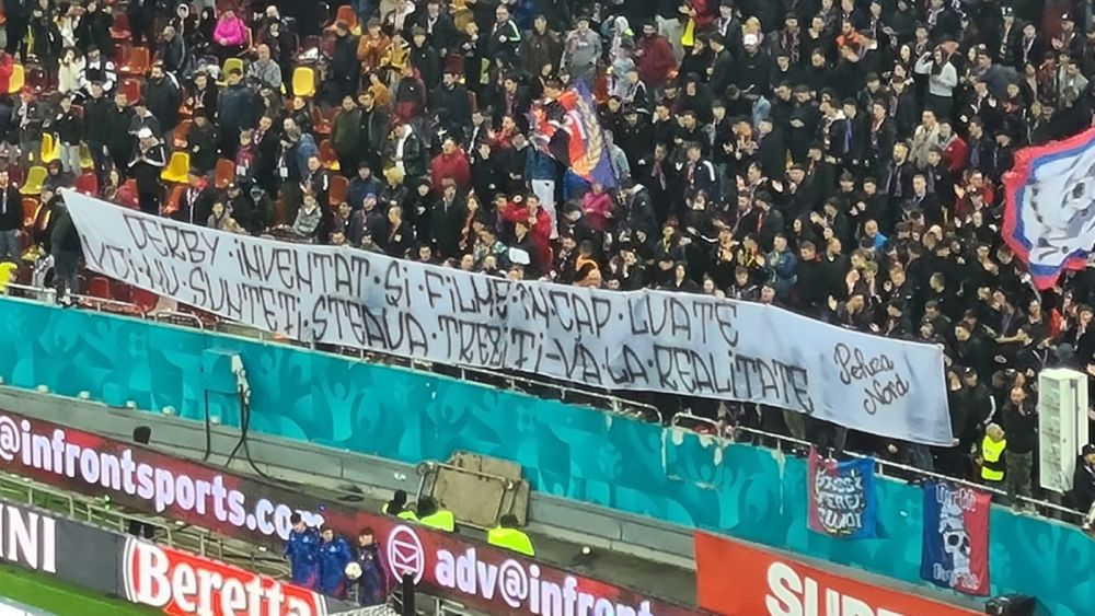 Banner exploziv îndreptat de fanii FCSB către CSA Steaua_4