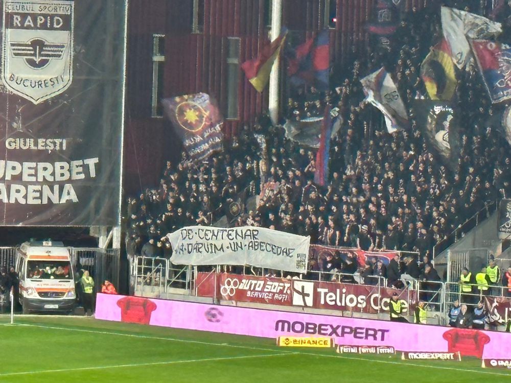 Fanii FCSB-ului au râs de rapidiști pe Giulești. Primul banner afișat _2