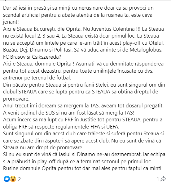 Florin Talpan, atac devastator după Dinamo - Steaua 3-0: ”Daniel Oprița, ești un perdant, nu mai minți, te faci de râsul lumii!”_4