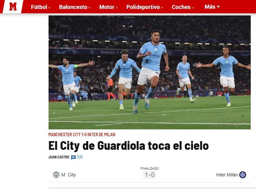 „Regii cetățeni!” / „Inima nu e de ajuns!” Reacția presei internaționale după ce Manchester City a câștigat finala UEFA Champions League_4