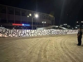 
	Jandarmeria a reacționat, după banner-ul afișat de fanii Stelei în fața stadionului din Ghencea

