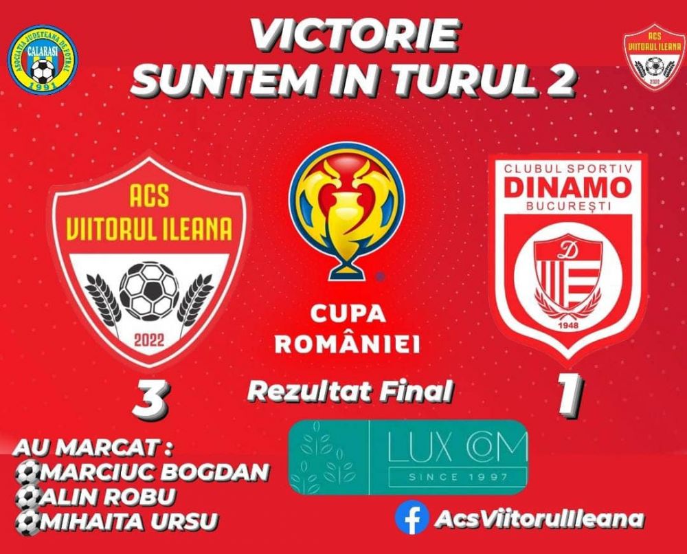 Viitorul Ileana Cosânzeana! Cine e echipa care le-a eliminat pe CS FC Dinamo și CS Dinamo din Cupa României + un rezultat de 17-0_1