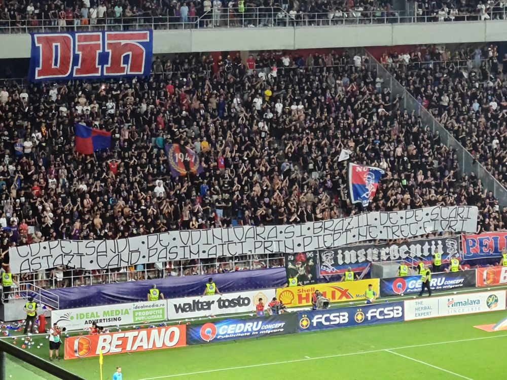 Galeria FCSB, banner cu venin îndreptat către CSA Steaua, la primul meci de la revenirea în Ghencea_1