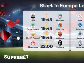 
	Start în grupele Europa League! Oferta de pariuri pentru meciurile de joi seară (P)
