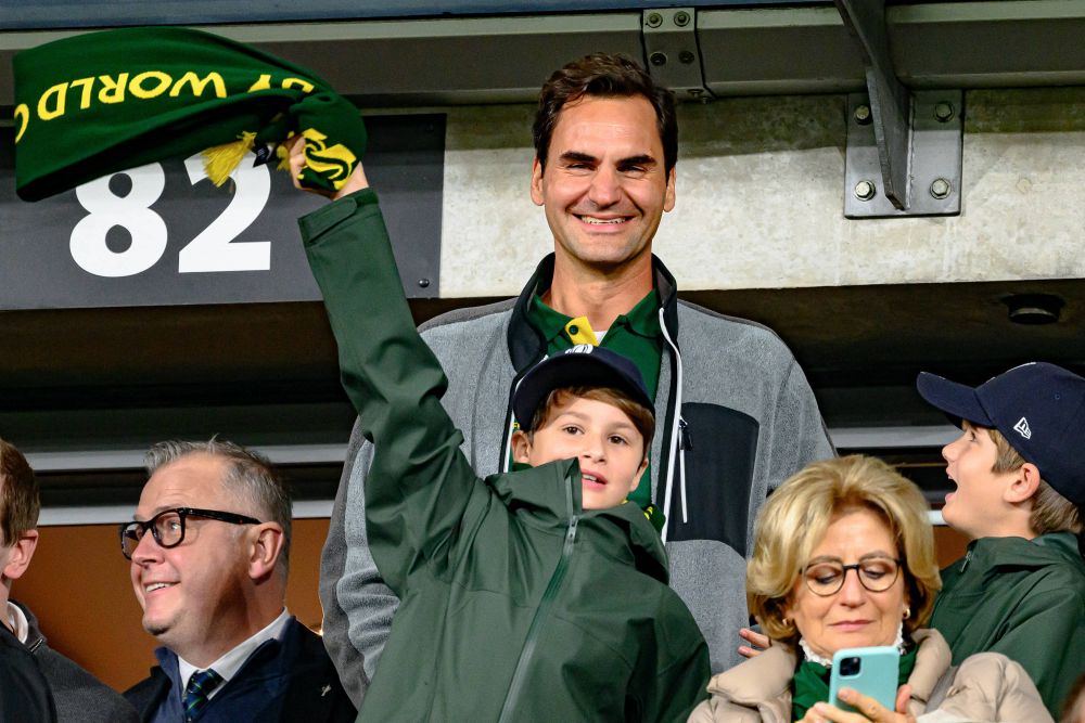 Roger Federer a sărbătorit alături de naționala Africii de Sud câștigarea Cupei Mondiale de rugby_24