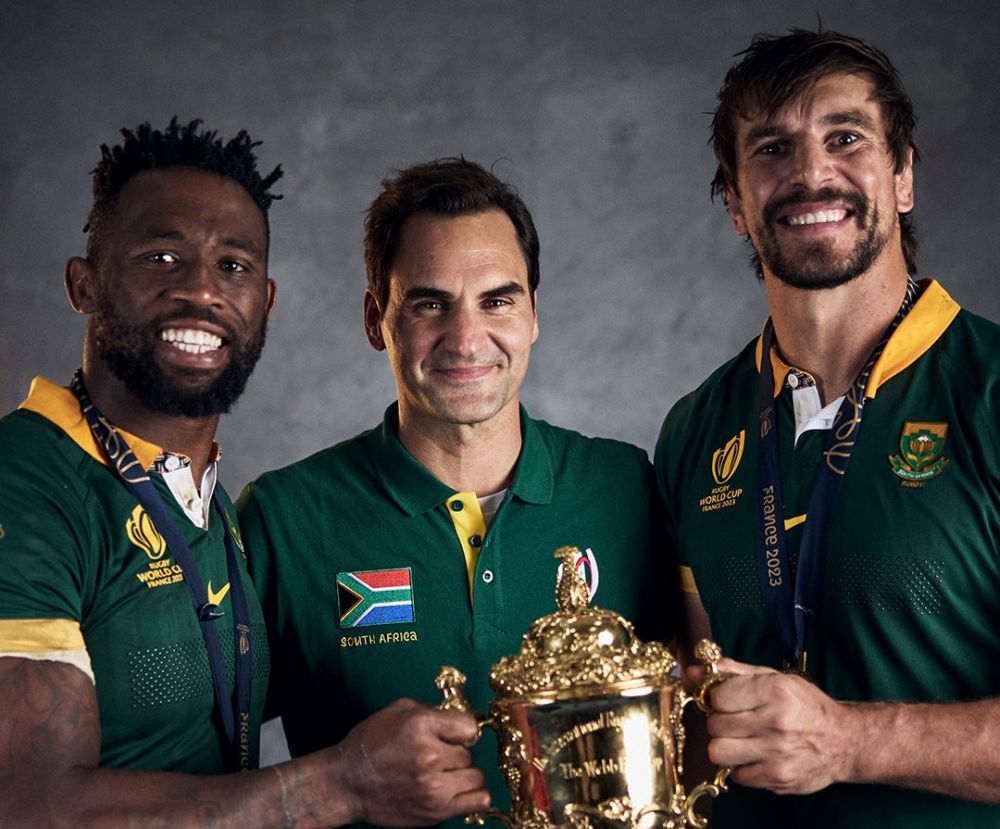 Roger Federer a sărbătorit alături de naționala Africii de Sud câștigarea Cupei Mondiale de rugby_2