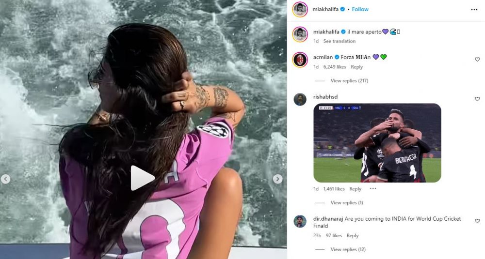 Mia Khalifa s-a pozat pe barcă în tricoul echipei favorite din Italia! Clubul a reacționat imediat și i-a lăsat comentariu _29