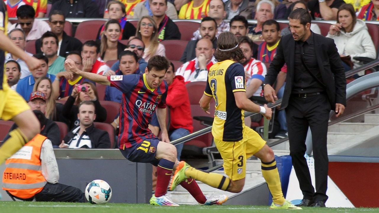 Diego Simeone Atletico Madrid fc barcelona Filipe Luis Lionel Messi