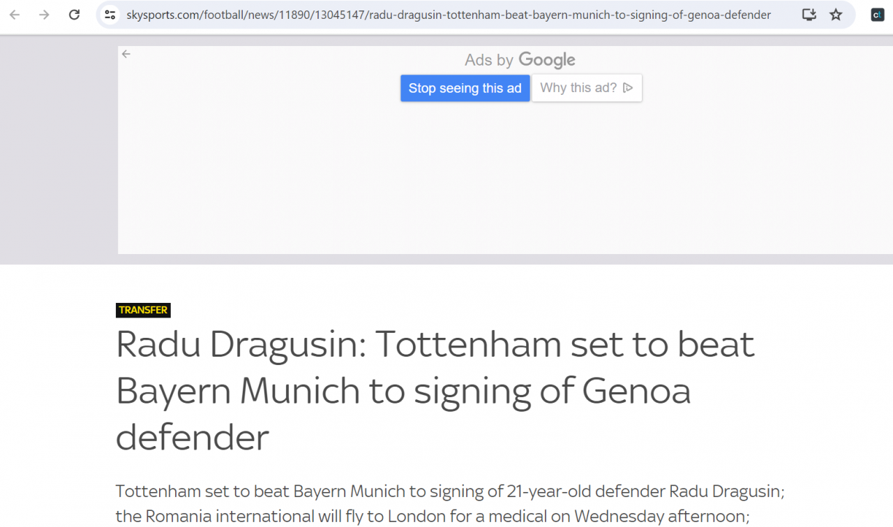 Reacția presei internaționale despre anunțul transferului lui Radu Drăgușin la Tottenham _6