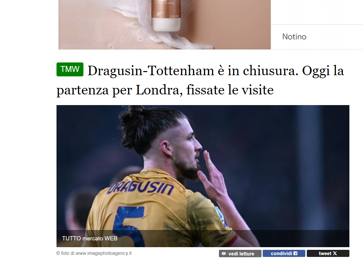 Reacția presei internaționale despre anunțul transferului lui Radu Drăgușin la Tottenham _7