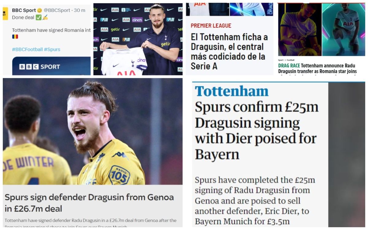 Reacția presei internaționale după transferul lui Drăgușin la Tottenham: "Cel mai râvnit fundaș / A refuzat salariu dublu de la Bayern"_1