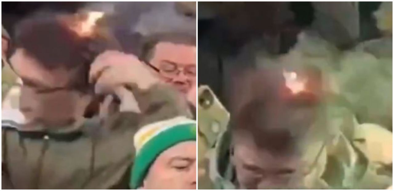 Momentul șocant în care unui fan i-a luat foc părul în timpul meciului _1