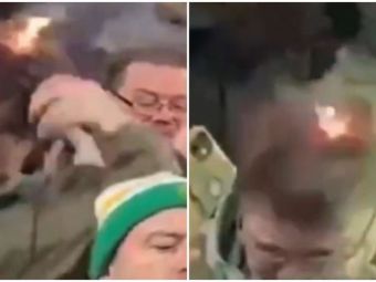 Momentul șocant în care unui fan i-a luat foc părul în timpul meciului&nbsp;