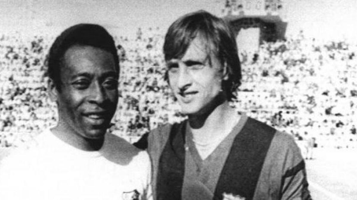 Pele Cruyff fc barcelona santos
