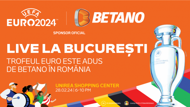 
	Betano aduce Trofeul Campionatului UEFA EURO 2024 în România și invită toți fanii sportului la un eveniment unic
