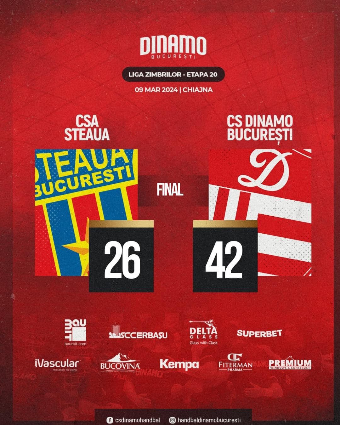 Dinamo - Steaua 42-26 în ”Eternul derby” al handbalului românesc! Cine este ”dulăul” care a înscris 15 goluri_6