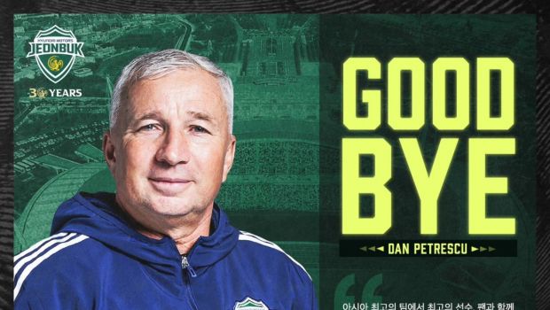 
	&rdquo;Good bye, good luck&rdquo;! Jeonbuk a făcut anunțul oficial despre Dan Petrescu după ce echipa a ajuns pe ultimul loc
